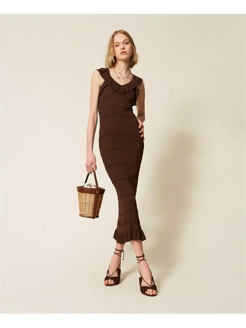 Abito longuette a costine con volant TWINSET | TT3023/12110